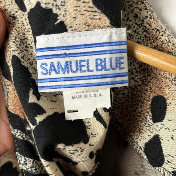 VTG Mob Wife Leopard Print Drop Waist‎ Midi Dress Size 12 Bold Union Made Unique - Picture 10 of 11